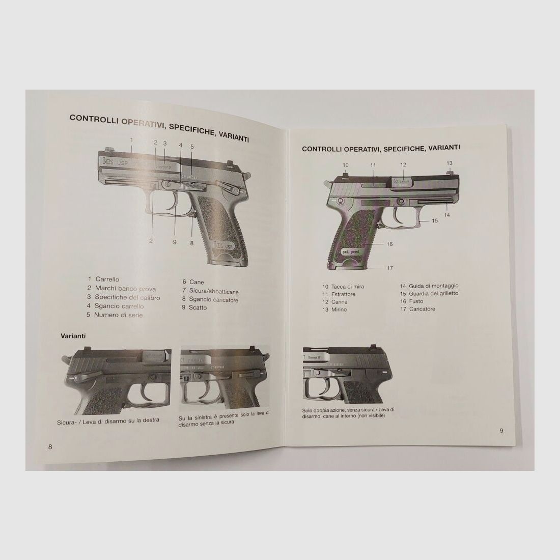 Heckler & Koch manual for USP Compact, Italian