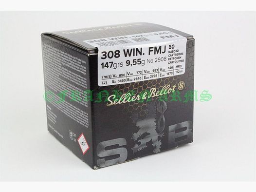 Sellier&Bellot .308 Win. FMJ 147gr. 9,55g 50 Stück Staffelpreis