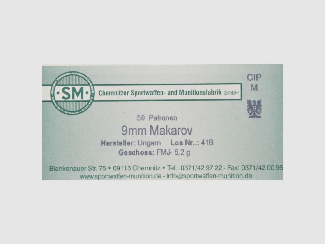 SM SURPLUS Ammunition 9x18 Makarov FMJ – 50 rounds