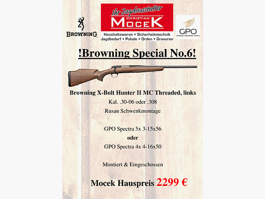 Browning X-Bolt Hunter II MC threaded, with GPO Spectra, left