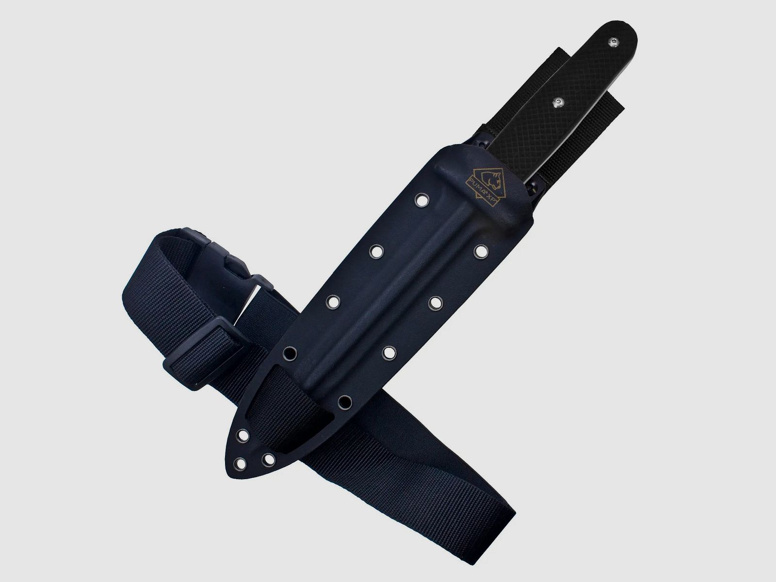 PUMA XP pig sticker 13, Abfangmesser, Pakkaholz schwarz mit Fischhaut, Kydex Scheide