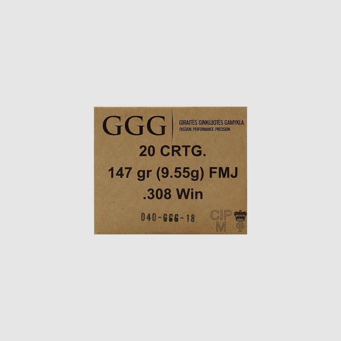GGG .308 Win. GPX FMJ 147 grs 10 Packungen (200 Schuss)