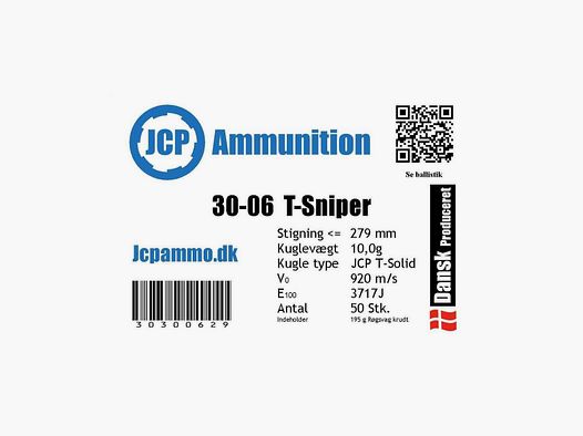 JCP T-Sniper 30-06 10,0 g – Blyfri Trænings ammo