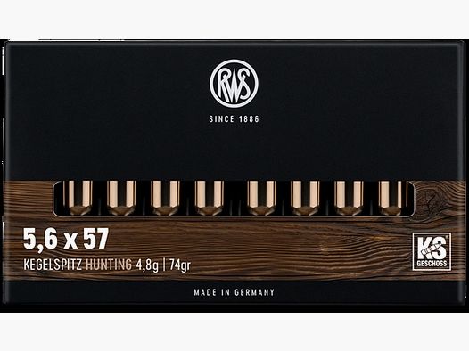 5.6×57 RWS Kegelspitz 4.8g. / 74grs.