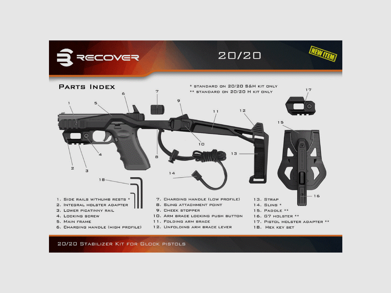 Kit di calciatura Recover Tactical 20/20 per Glock
