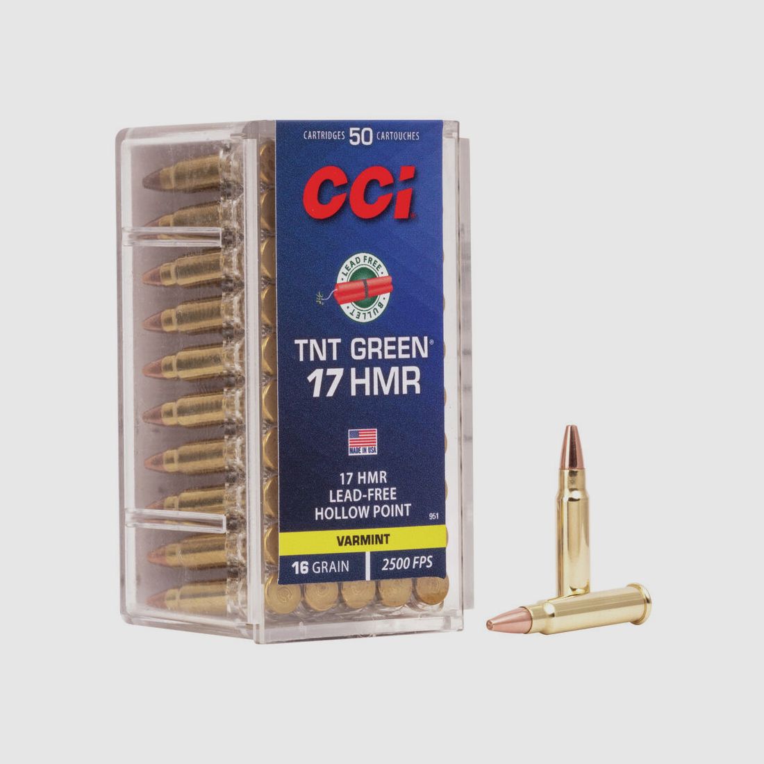 CCI TNT Green .17 HMR 16GR HP 50 cartucce