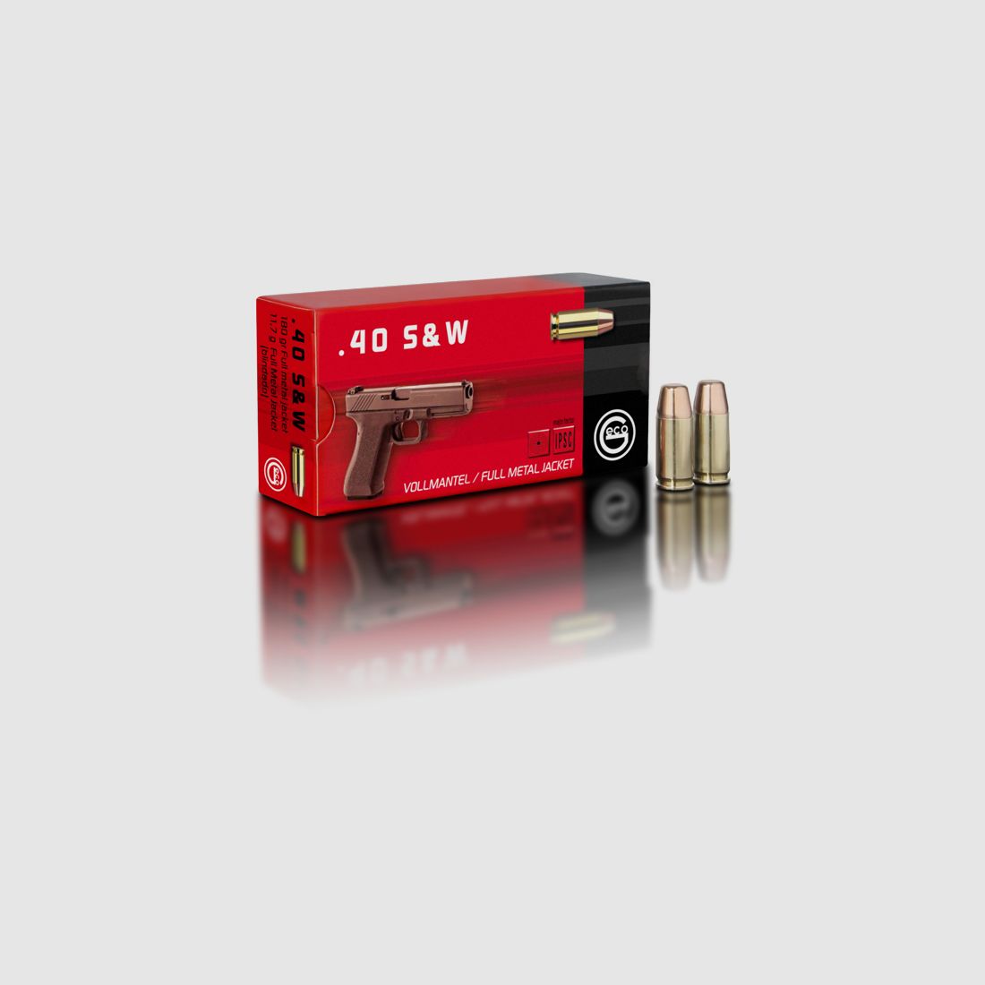 Geco .40 S&W pełnopłaszczowy o płaskim czubku 180g.