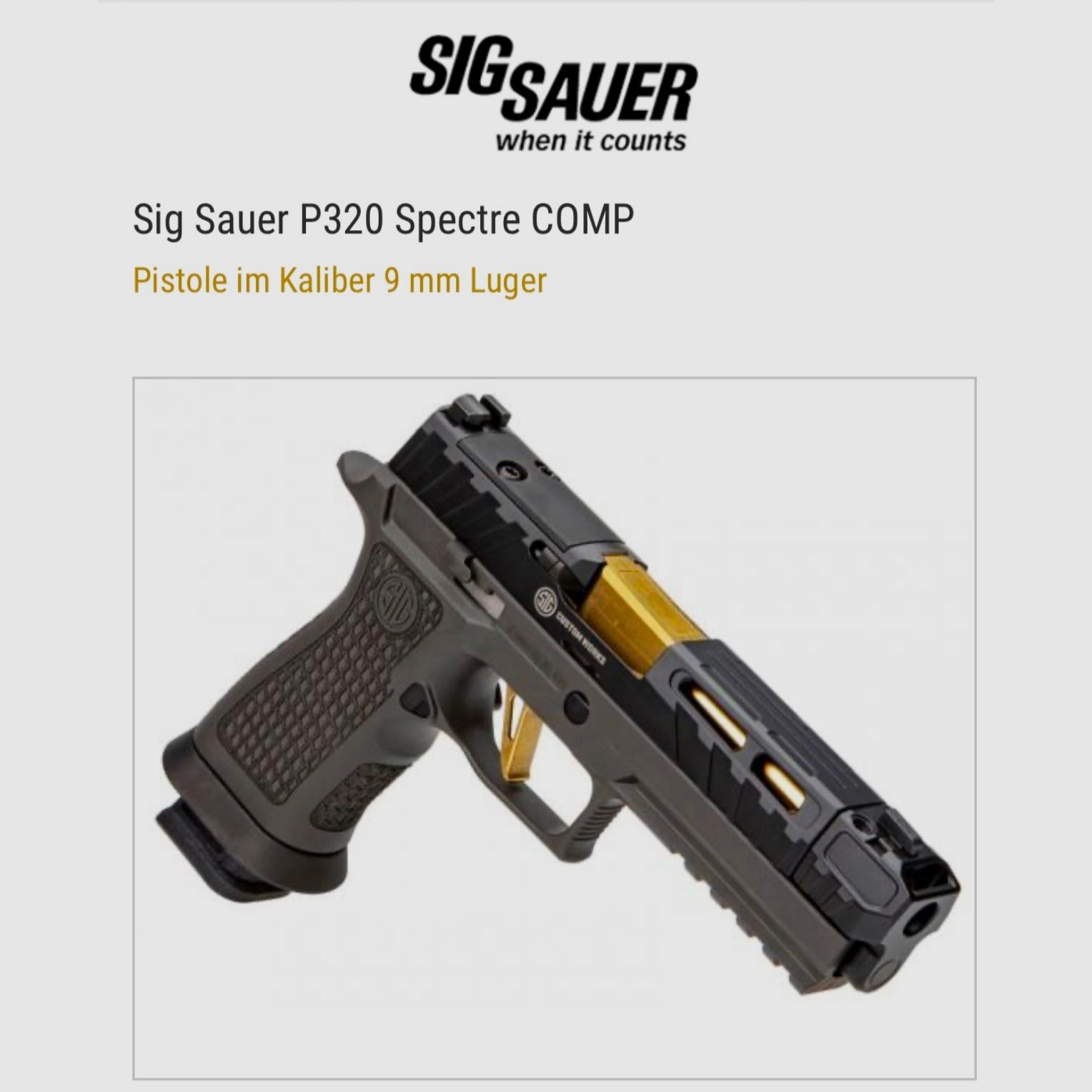 Sig Sauer P320 Spectre COMP pistool met rode stip Romeo
