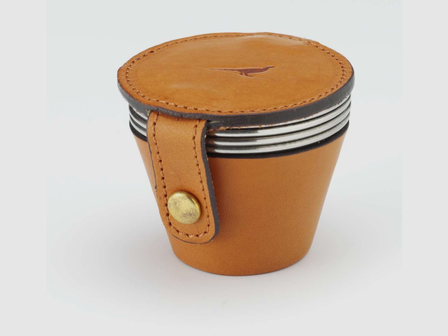 Edelstahl-Becher-Set Leder, Bild 1 von 5