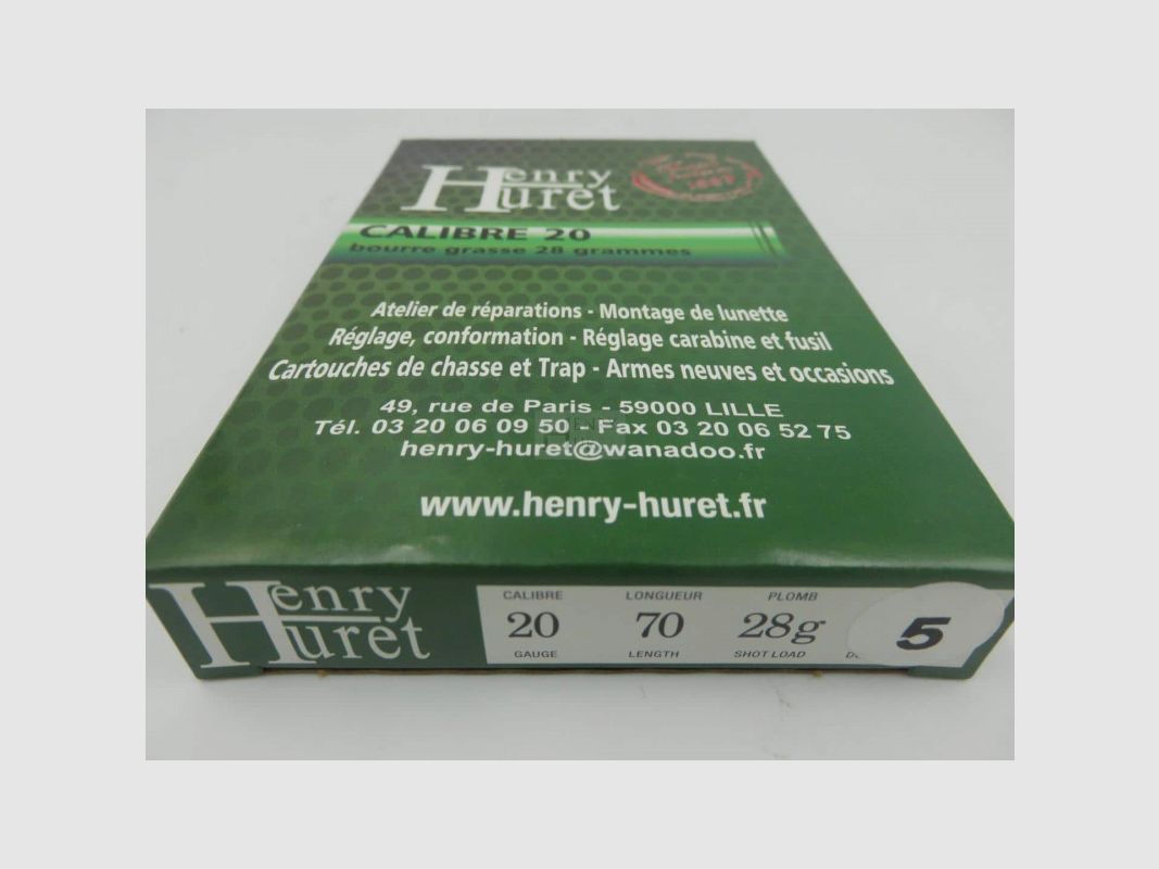 Patroon Henry Huret kal. 20 BG 28 g Pl 5 Doos van 10, afbeelding 1 van 2