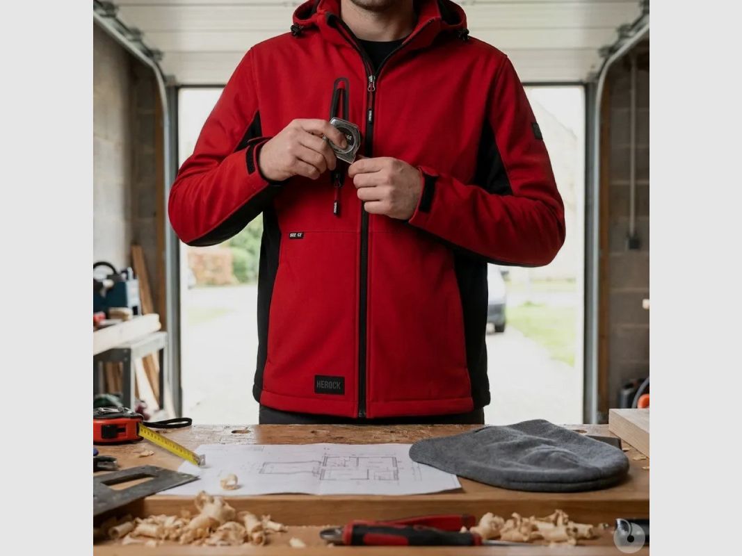 Trystan Softshell Jas Heren - Zwart/Rood Herock®, afbeelding 4 van 12