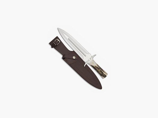 Dague de chasse manche corne de Cerf véritable et lame de 24cm