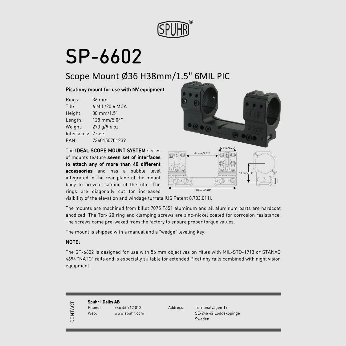 SPUHR SP-6602M Ø36 H38MM 6MIL PIC, Bild 2 von 3
