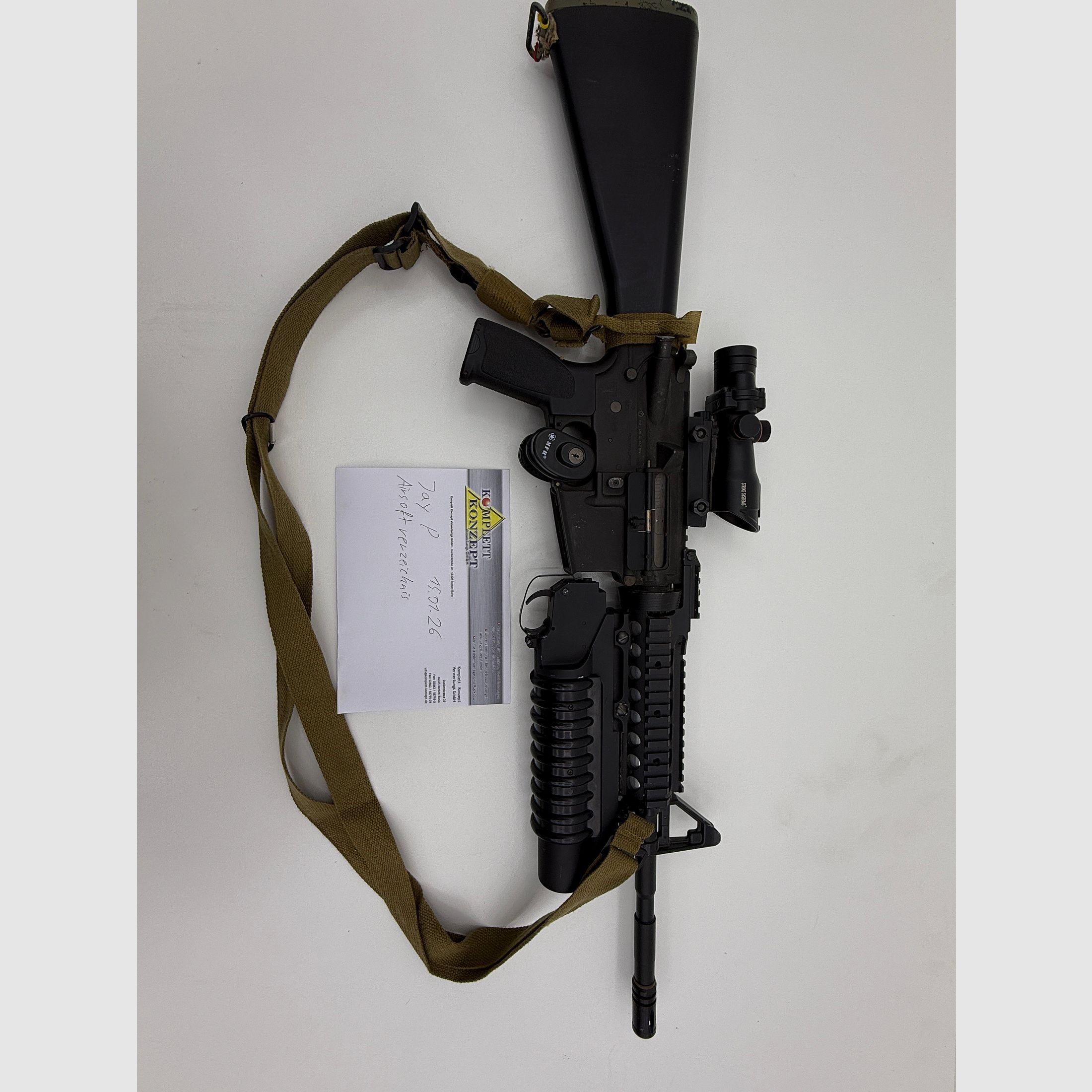 Evolution Airsoft M4 S-AEG stile US Marine con lanciagranate M203 funzionante – incluso 2× granate da 40 mm