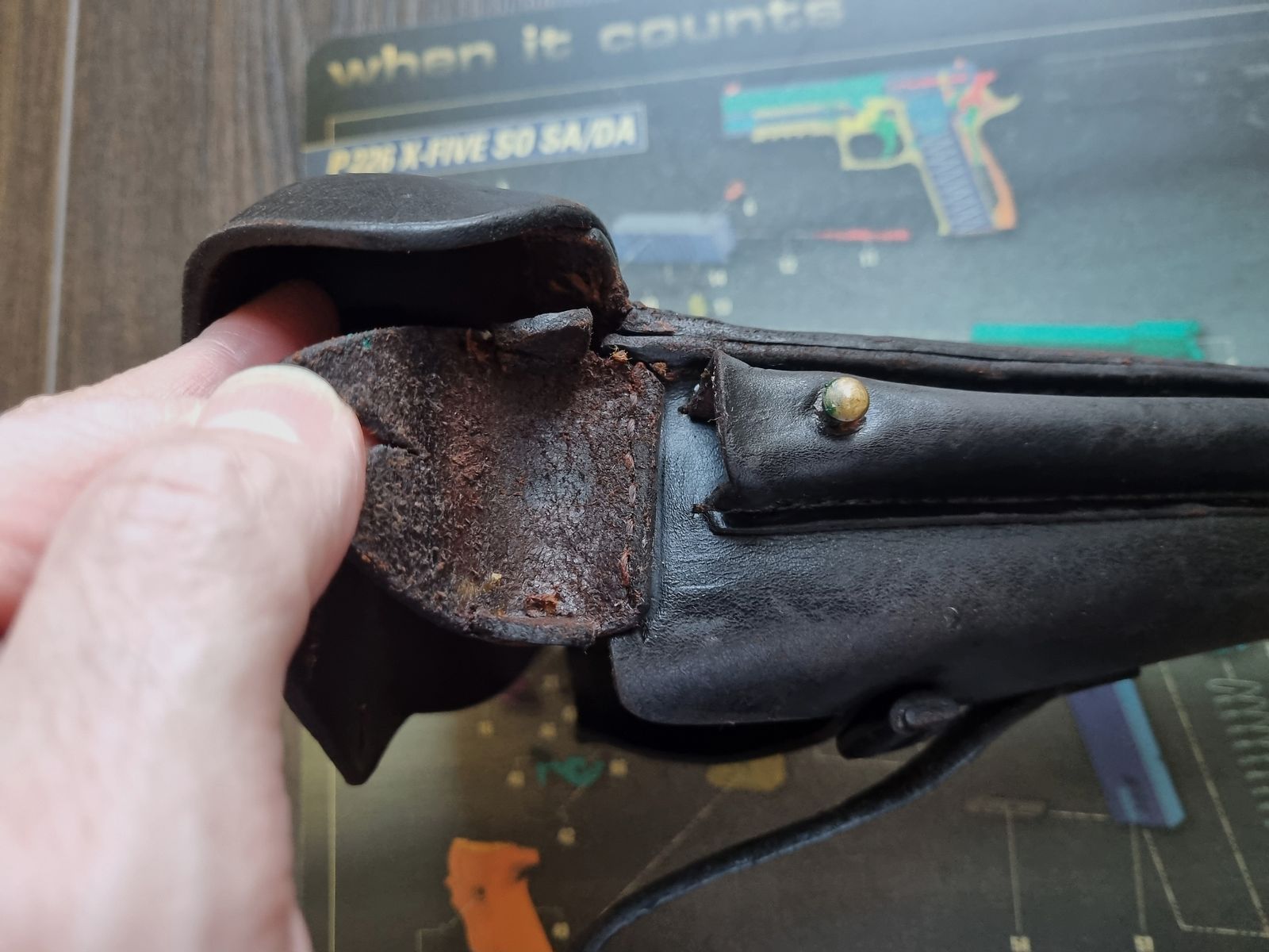 1915 DWM P08 Artillerie Leder-Holster von Steinmetz Breslau (B.A.X.) / Preis ist VHB