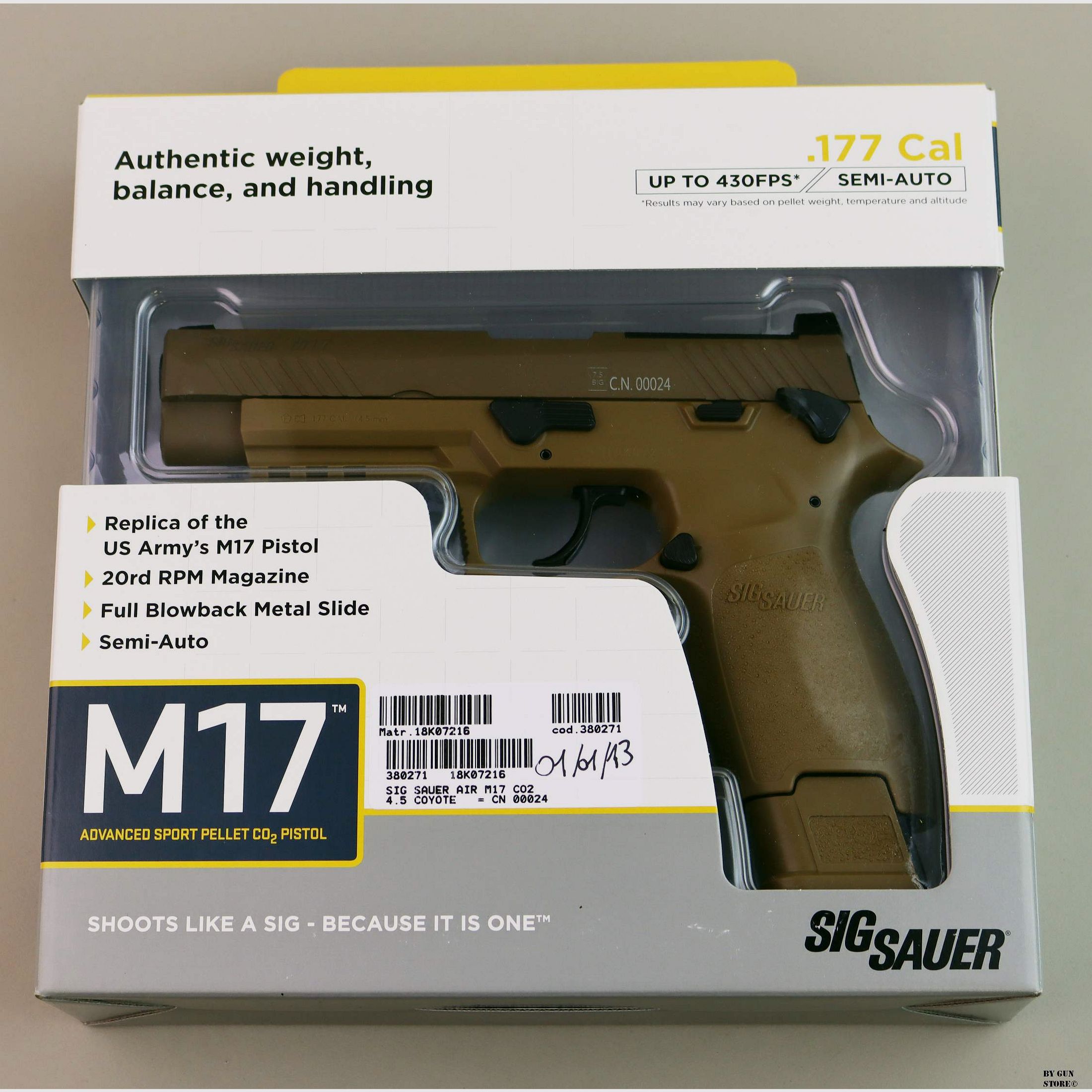 SIG SAUER AIR M17 CO2 4.5 COYOTE Pistol, afbeelding 6 van 6