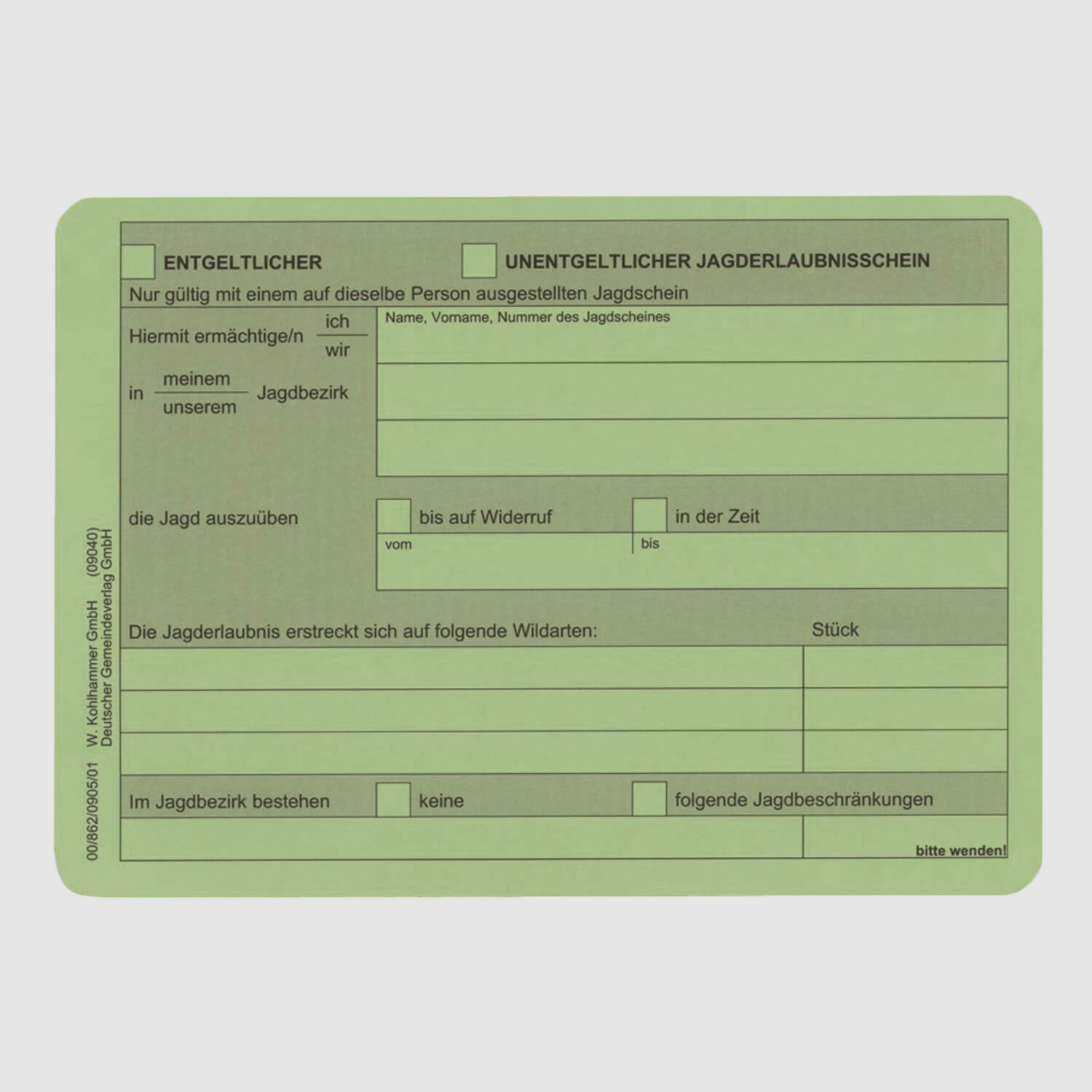 Permis de chasse - 20 pièces