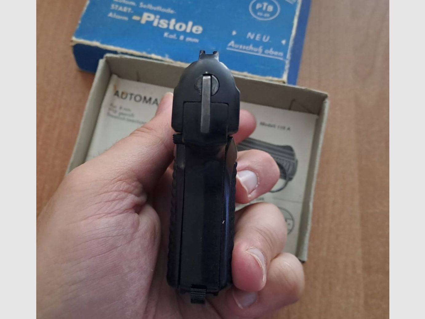 Seltene Rhöner SM 110A Kal. 8 mm Knall im PTB 45-69 von 1971! Mit OVP!