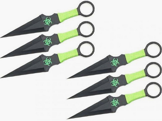 Set de 6 cuchillos arrojadizos Kunai Zombi