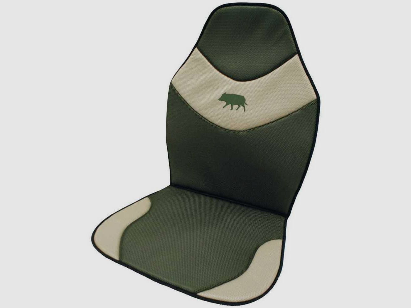 Sitzbezug khaki/beige mit gesticktem Wildschwein, Bild 1 von 2
