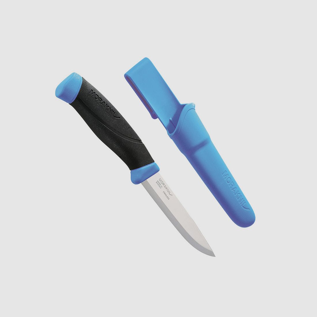Mora-Messer, Companion, rostfreier Sandvik-Stahl 12C27,blau Scheide mit Gürtelclip
