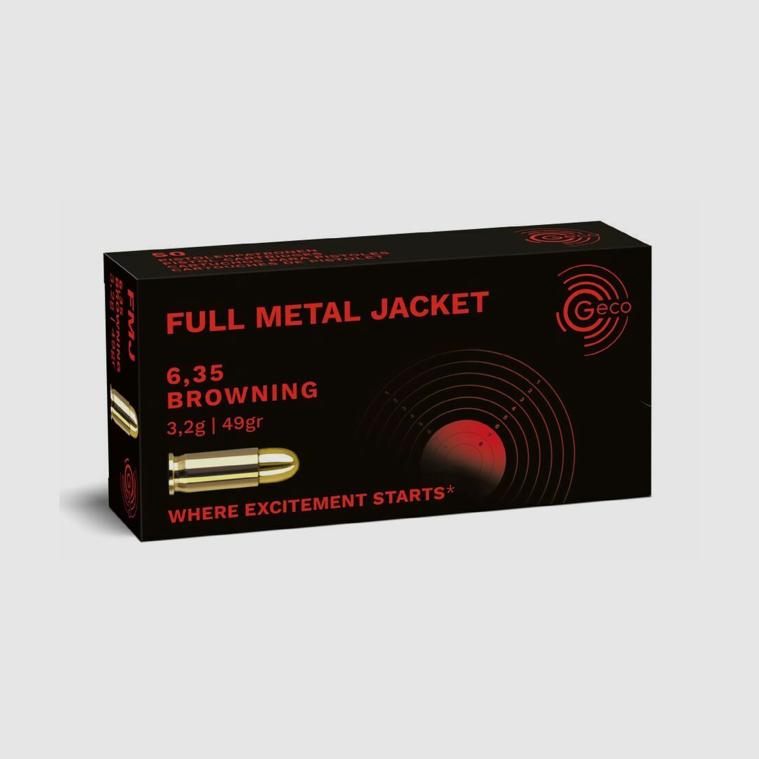 Geco FMJ 3.2g/49grs à50 6.35 Browning