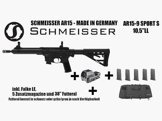 Schmeisser AR15-9 Sport S 10,5" LL 9mm Luger Büchse	 + Falke LE + 5 Magazine UVP: 3008€ - FRÜHJAHRSKRACHER