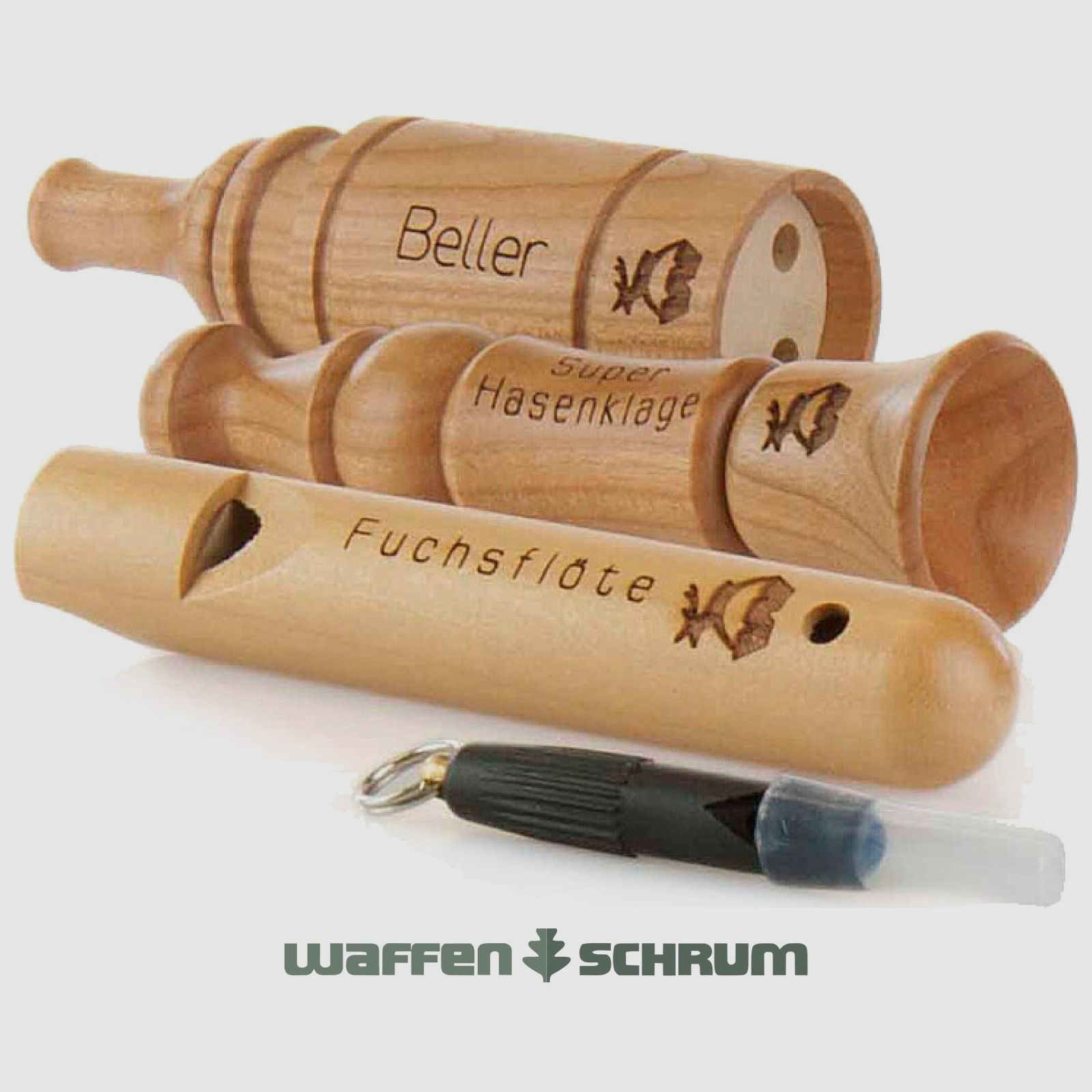 Weisskirchen Fuchsreiz- und Ranzzeitset 4 teilig - mit Lodenetui