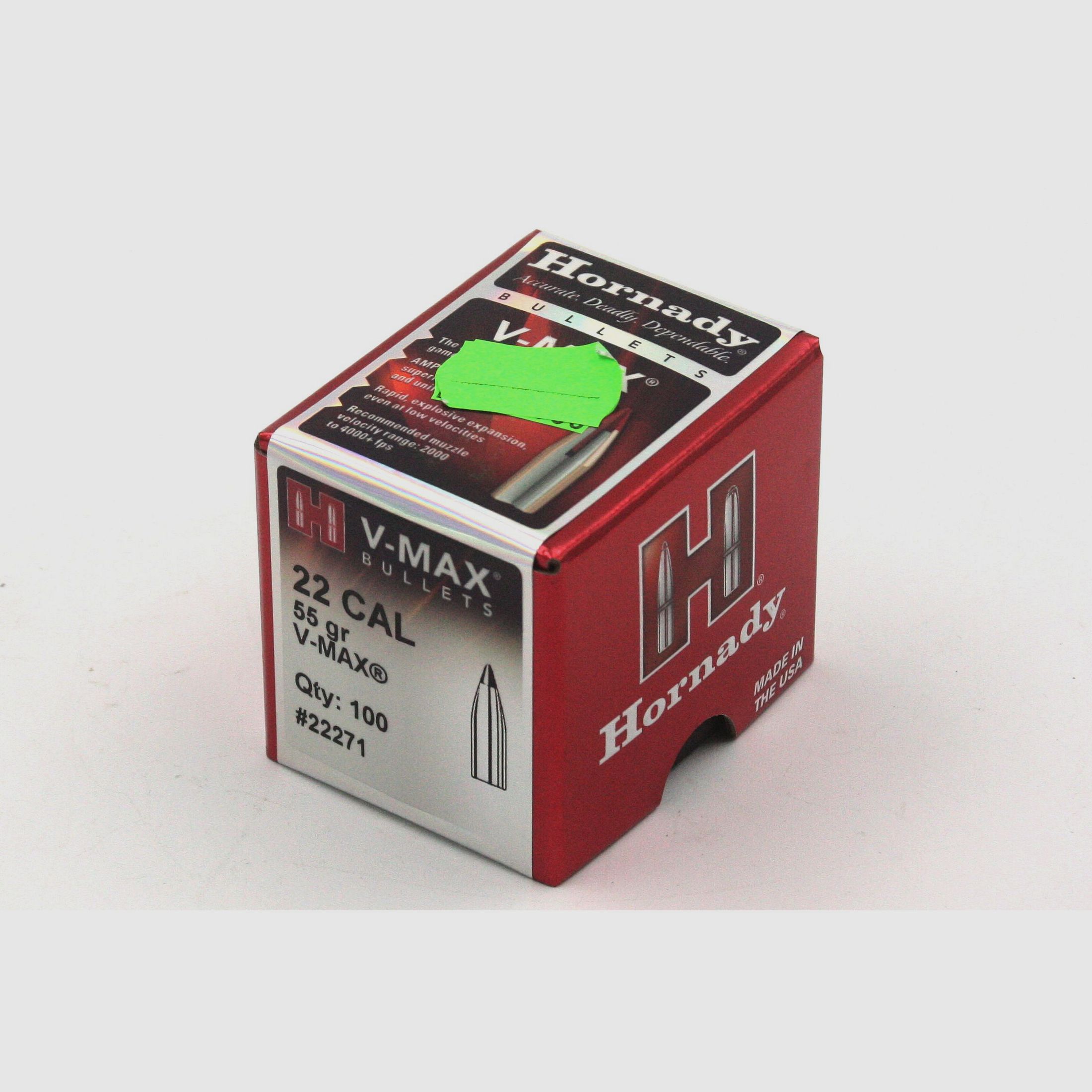 Proiettili per fucile, Hornady .224 V-MAX, 55gr, 100 pz, .223 Rem.