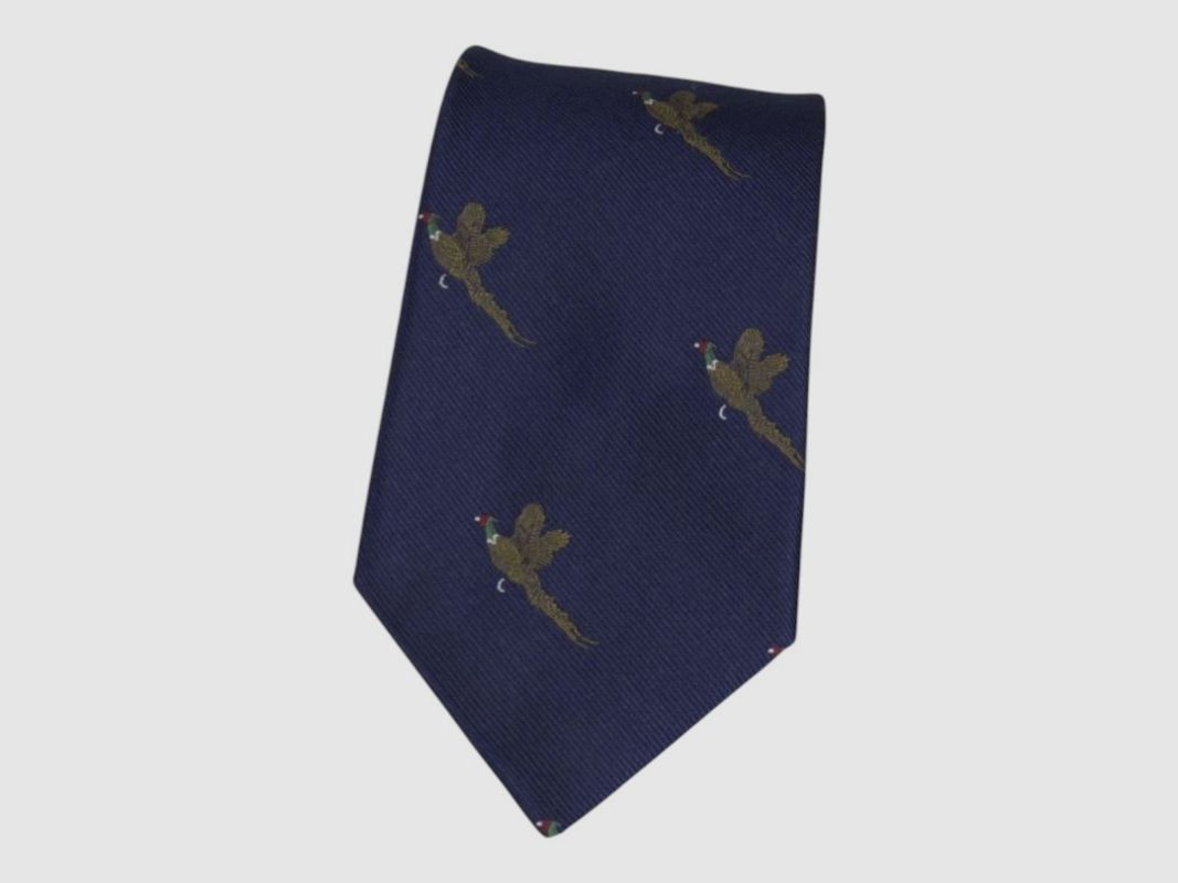 Oxford Blue Faisán Zijde Stropdas Navy