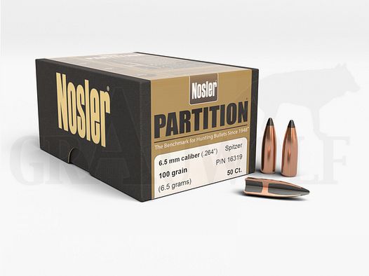 .264 / 6.5 mm 100 gr / 6.5 g Nosler Partition Bullets 50 pieces