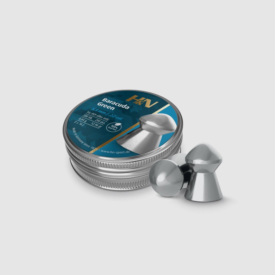 Rundkopf Diabolos H&N Baracuda Green bleifrei Kaliber 5,5 mm 0,84 g glatt 200 StĂĽck