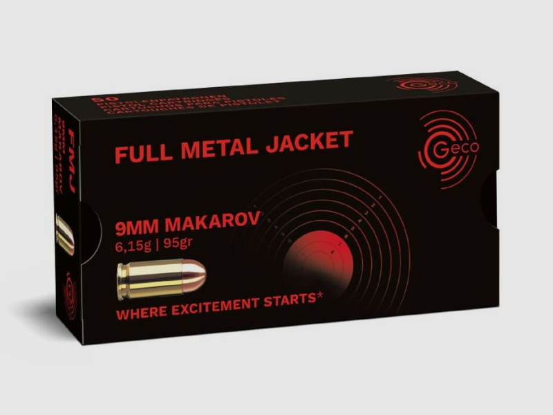 GECO 9 mm Makarov Full Metal Jacket 6,15g/95gr - 50 cartucce