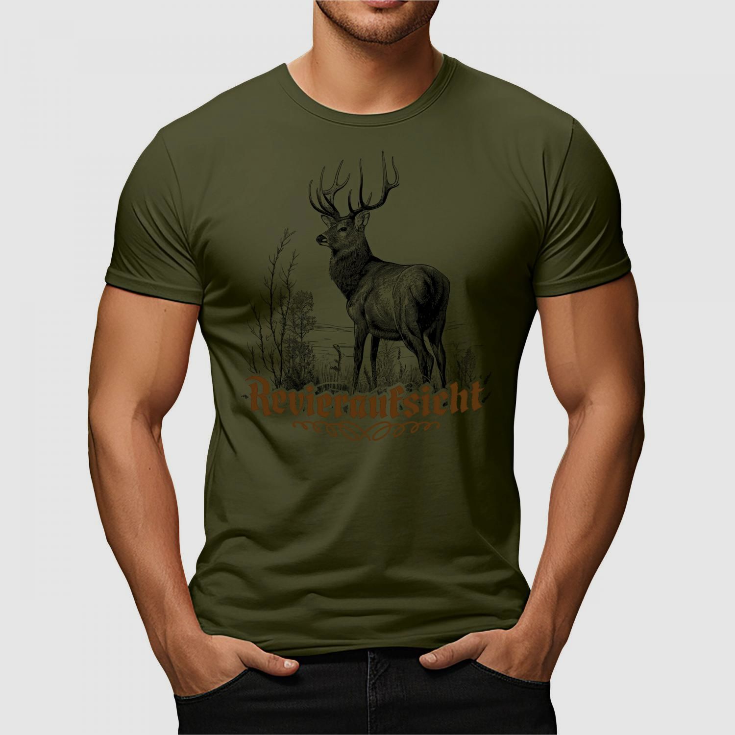T-shirt "Revieraufsicht" Męski (Oliwkowy)