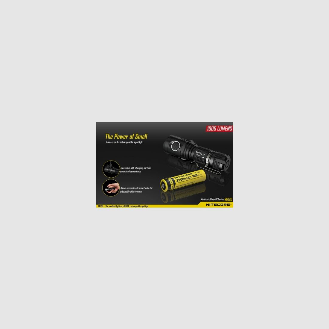 Lampe torche Nitecore MH20 Multi-Task Hybrid 1000 lumens, image 4 sur 16