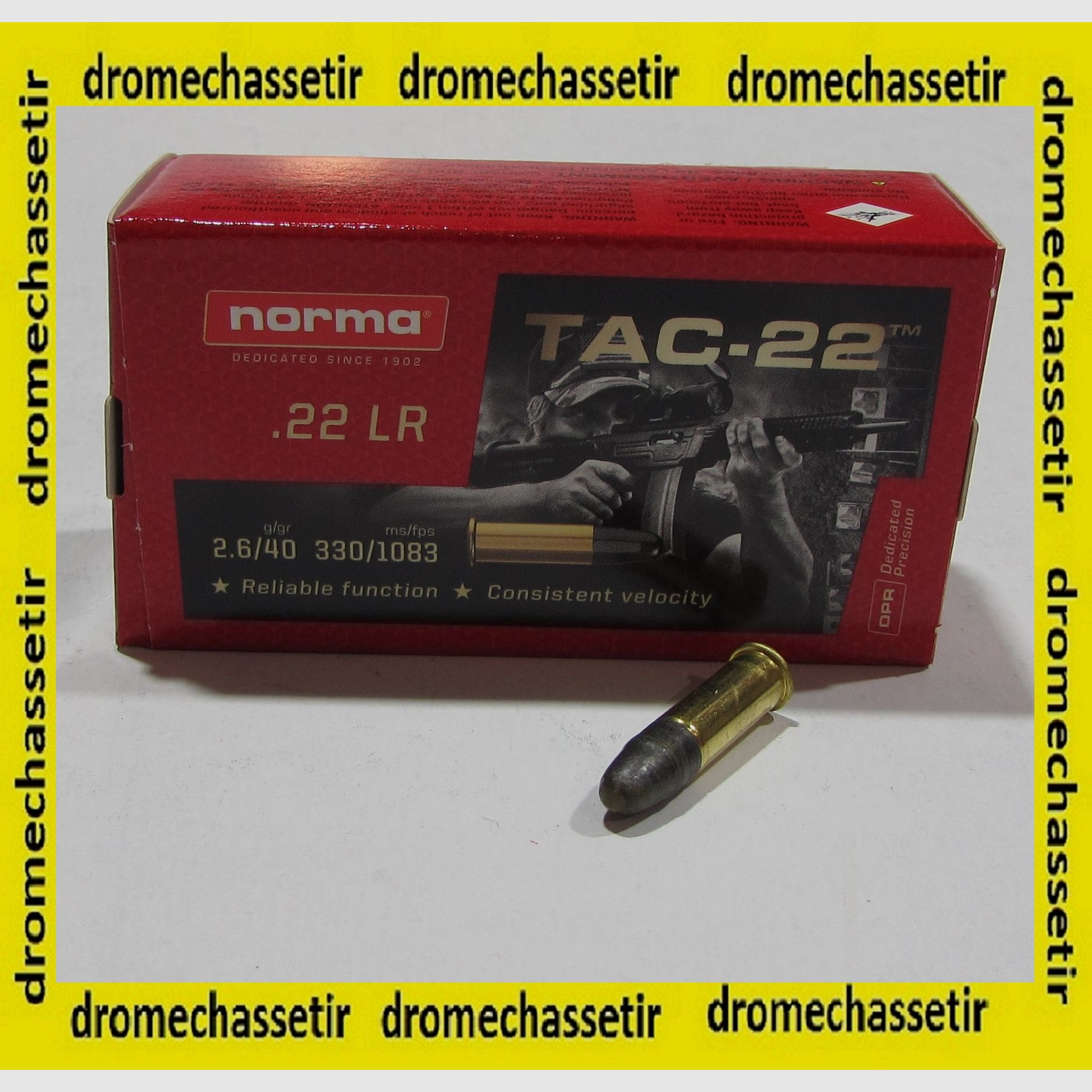Doos van 50 patronen .22lr Norma TAC-22 LRN lood 40 grains