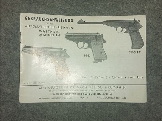 Walther Manuel d'utilisation PP / PPK