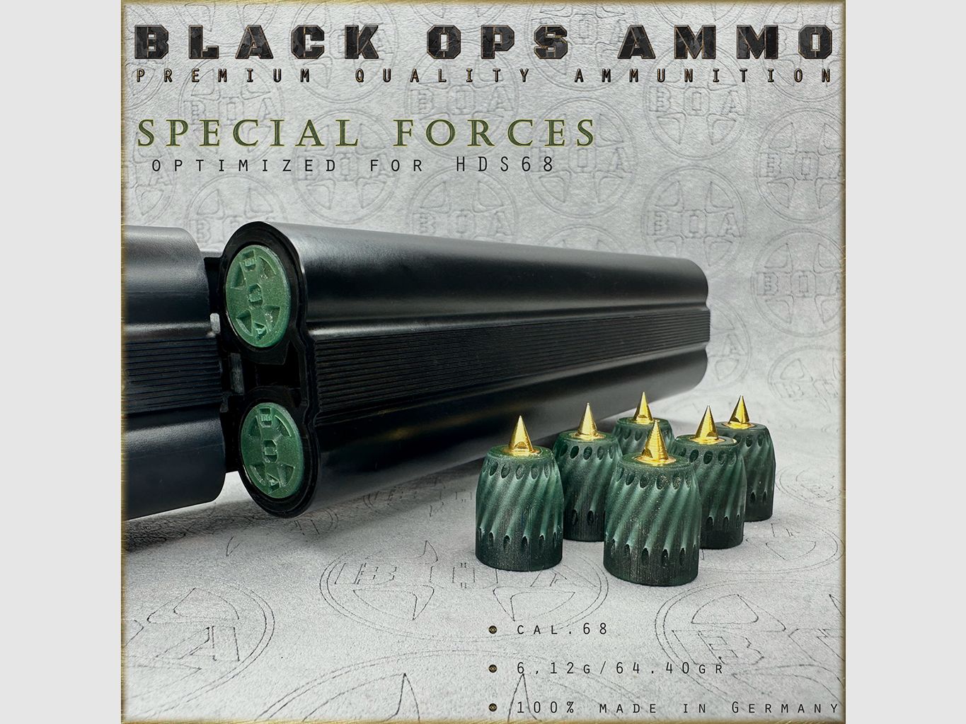 8x Fuerzas Especiales BLACK OPS MUNICIÓN Airgun TS HDS 68 Cal.68 Munición HDS68 TS68