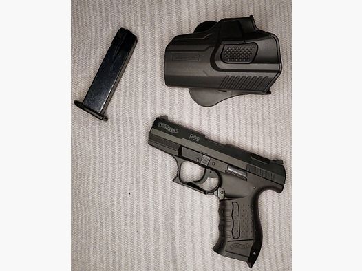 Walther P99 Schreckschuss Pistole 9mm P.A.K. (PTB 637) mit Tactical Holster - P 99