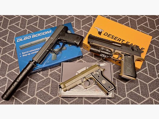 Desert Eagle/Beretta PT92/DL60 Socom 3xAirsoft-Pistole-NEU!