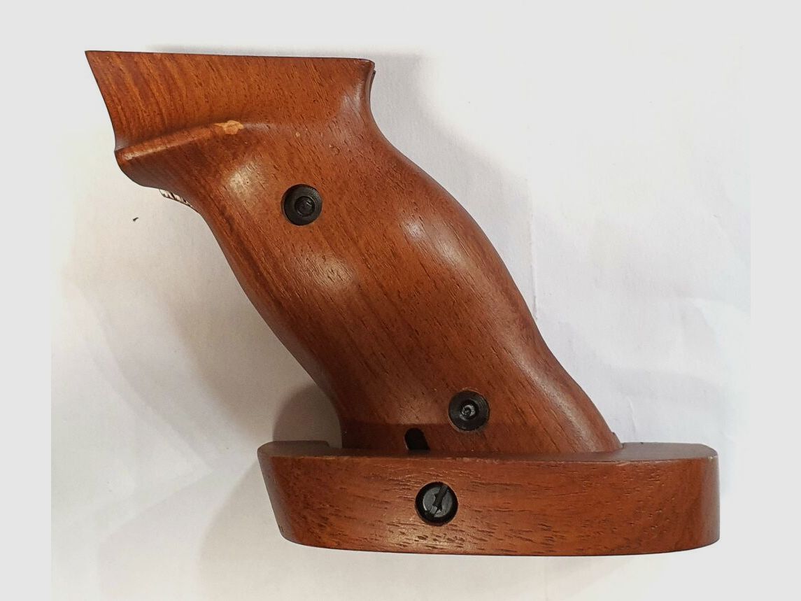 Cubierta de agarre desconocida para pistola, fabricante desconocido y modelo asociado, madera, izquierda, imagen 1 de 2