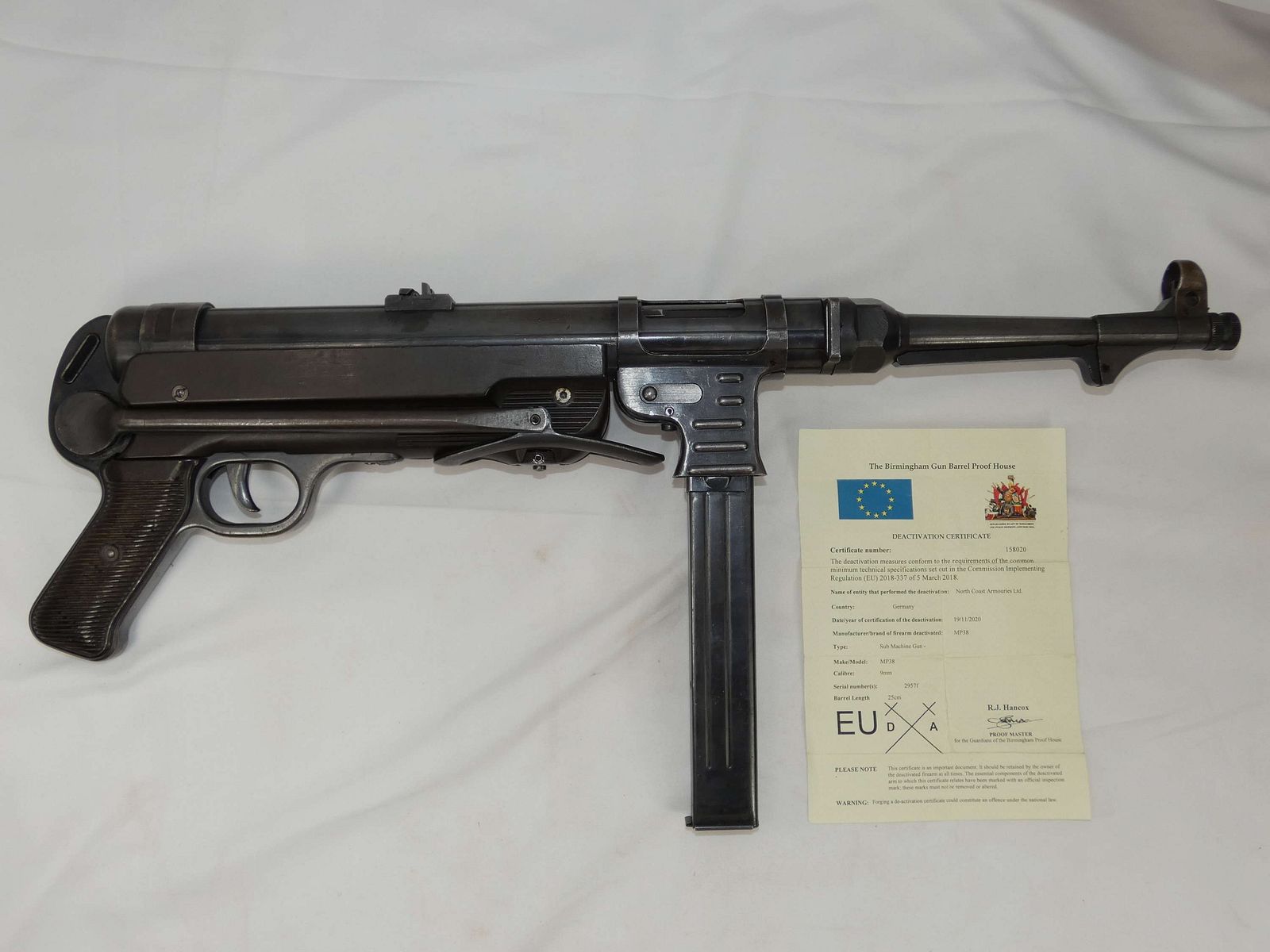 Original MP38/40 Deko Waffen mit EU Zertifikat aus Wk2