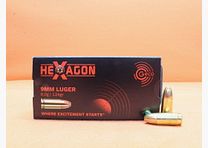 GECO cartridge 9mm Luger GECO 124grs HEXAGON (2318840) box of 50 cartridges (SuperClean low in pollutants) / 8.0g hollow point target bullet
