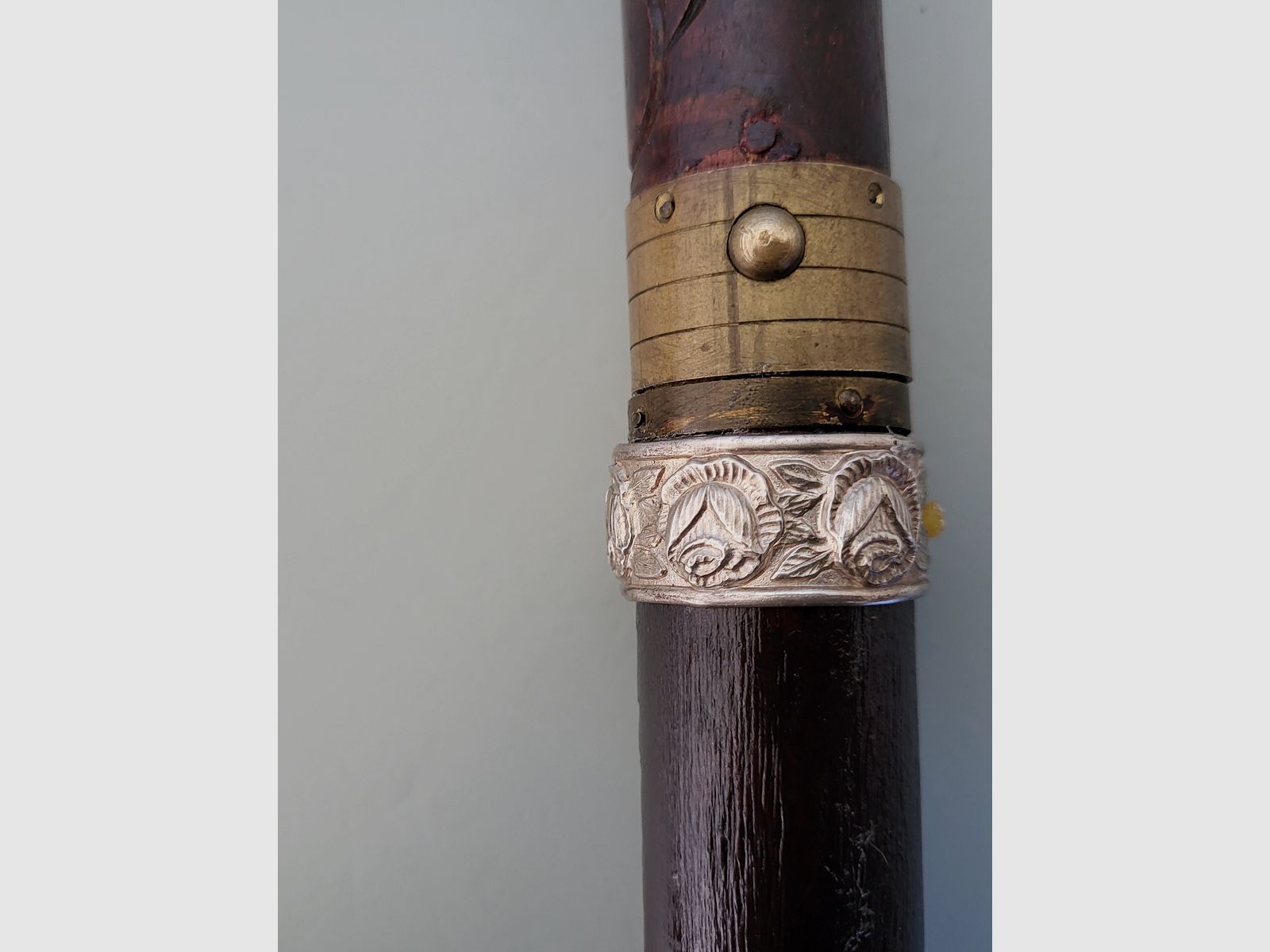 Canne de promenade Art nouveau - argent 800 - avec contenu - ambre - "Bruckmann & Sehne