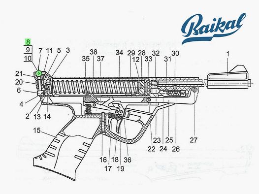 Seitenverstellschraube fĂĽr Kimme von Baikal Luftpistole Modell 53 M, Ersatzteil