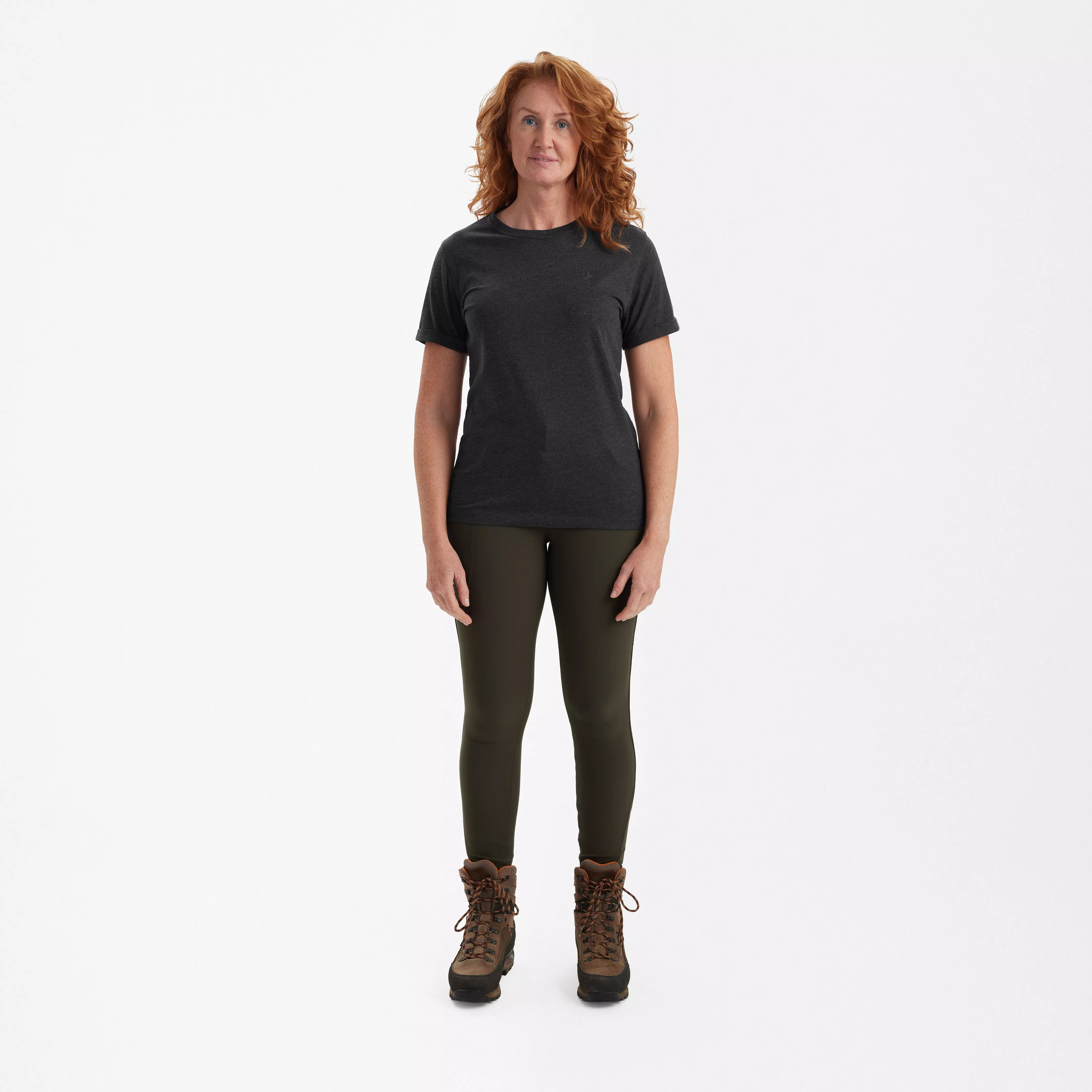 Dames basic T-shirt, 2-pack - Brown Leaf Melange, afbeelding 7 van 7