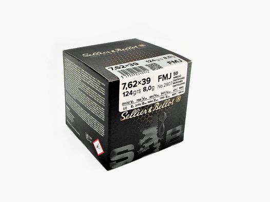 S&B cartouche de fusil 7,62x39 VM /FMJ 8,0g/124grs