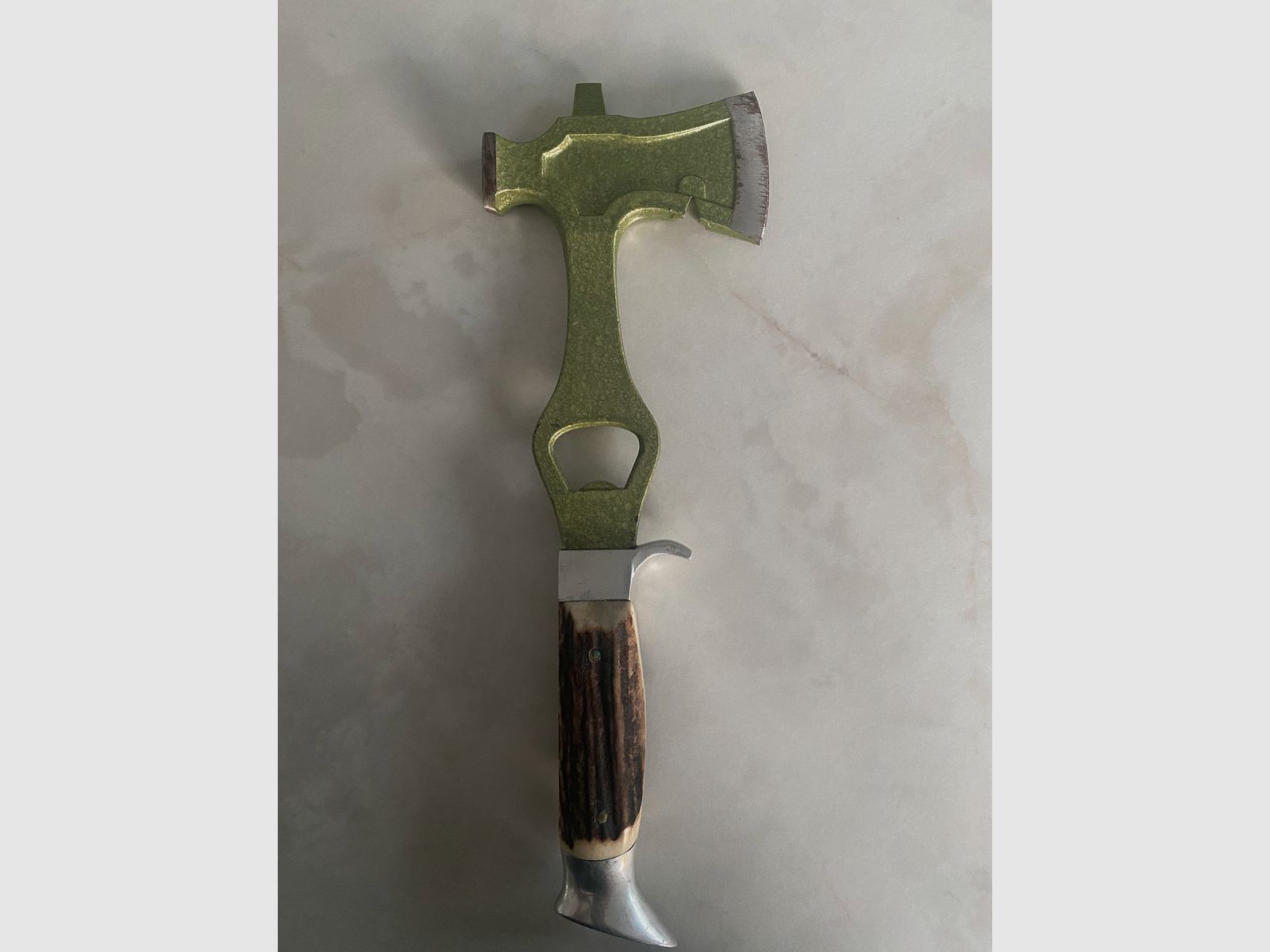 Ascia da caccia vintage / ascia da campeggio Solingen – Germania con manico in corno di cervo