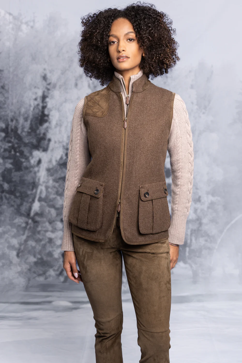Habsburg Gilet Femme Loden Falkenstein en Brun, image 1 sur 5