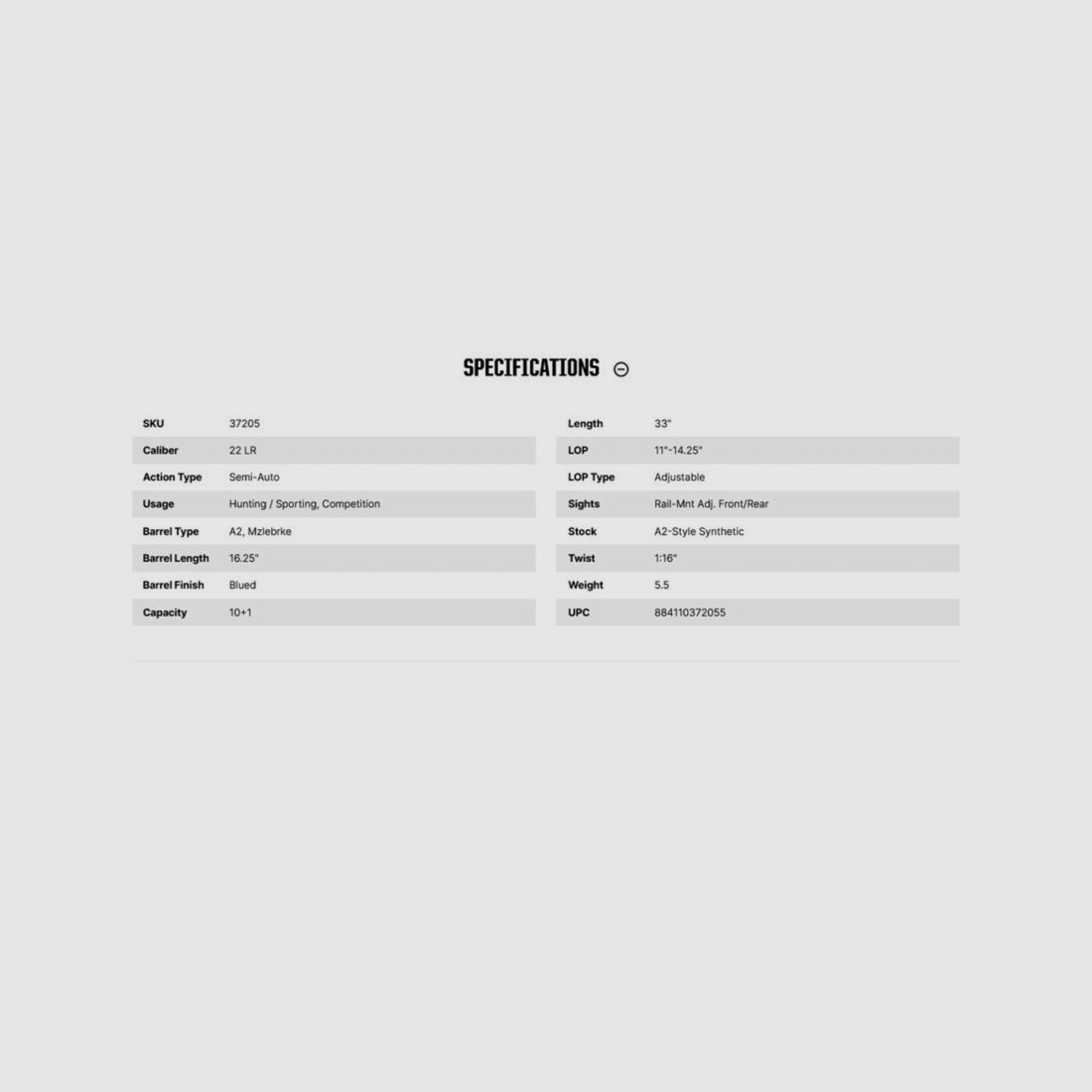 Mossberg International 715T Flat Top 16.25" (25 inches) .22lr